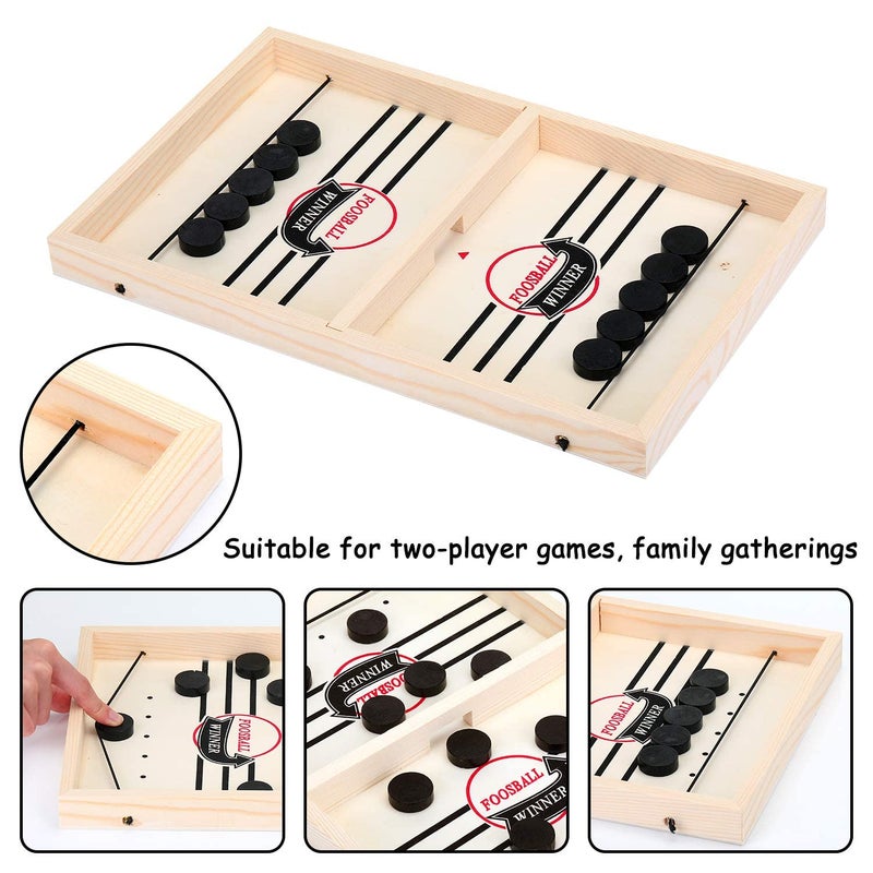 Orlenic Fast Slingpuck Board Game for Kids and Adults – Wooden 2-Player Tabletop Puck Game for Family Game Night, Parent-Child Interaction, Hand-Eye Coordination, Portable Reversible Board Toy - Image 5