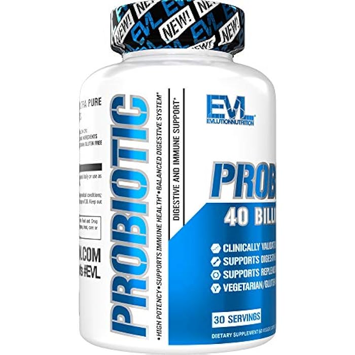 Evlution Nutrition Probiotic - 40 Billion CFU - Supports Digestive + Immune Health - Probiotic Supplement for Men & Women - Vegetarian, Gluten Free & Non-GMO - 30 Servings - 60 Veggie Capsules - Image 5