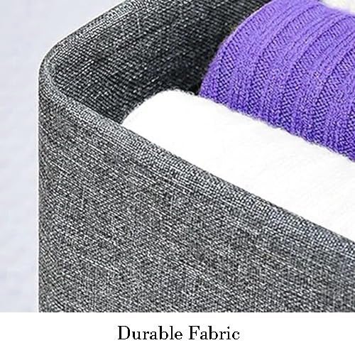 ELEGANT TOUCH Foldable Wardrobe Organizer with Durable Handle Stuff Storage Box Closet Drawer Organizers for Clothes Toys Blanket etc With out lid Grey Pack of 1 - Image 3