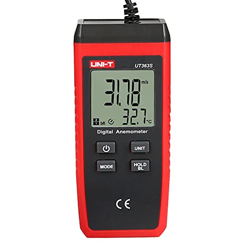 UNI-T UT363S Handheld Anemometer Wind Speed Meter Wind Chill Air Temperature Gauge -14°F to 122°F/-10°C to 50°C with Extendable Wind Sensor LCD Backlight Max Min Avg Data Hold, 1 Meter Drop Durability - Image 2