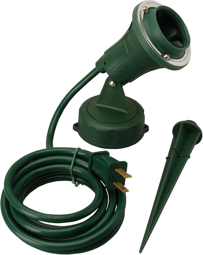 Woods Outdoor Floodlight Fixture With Stake (6-Feet cord; 120V; Green) - Image 1