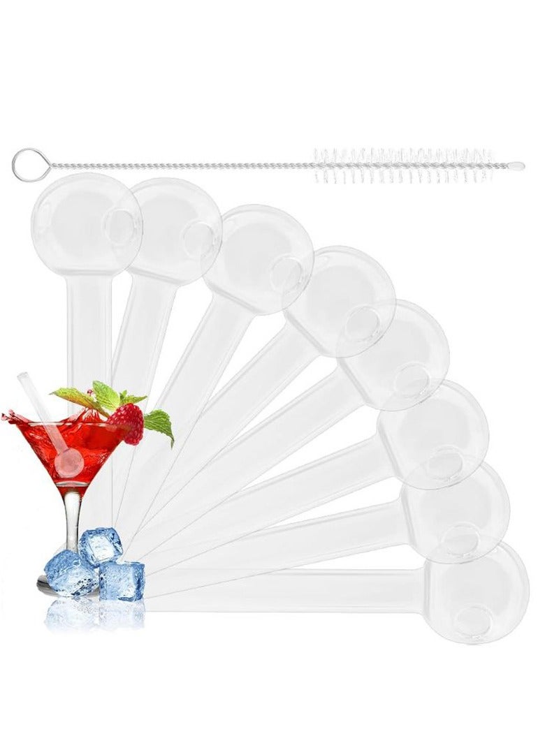 دي آند أل 8 قطع الحليب زجاج القش تحطم مقاومة 4 بوصة قصيرة قابلة لإعادة الاستخدام الزجاج القش مع تنظيف فرشاة غسالة صحون آمنة الشرب القش المثالية لعصير القهوة عصير الحليب الأبيض - Image 1