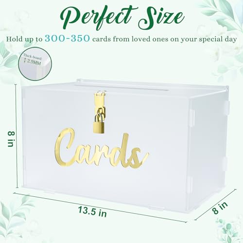 OurWarm Frosted Acrylic Wedding Card Box with String Light Large Gift Card Box Holder for Wedding Reception Honeymoon Fund Envelope Money Boxes for Party Graduation Baby Shower Birthday Decorations - Image 3
