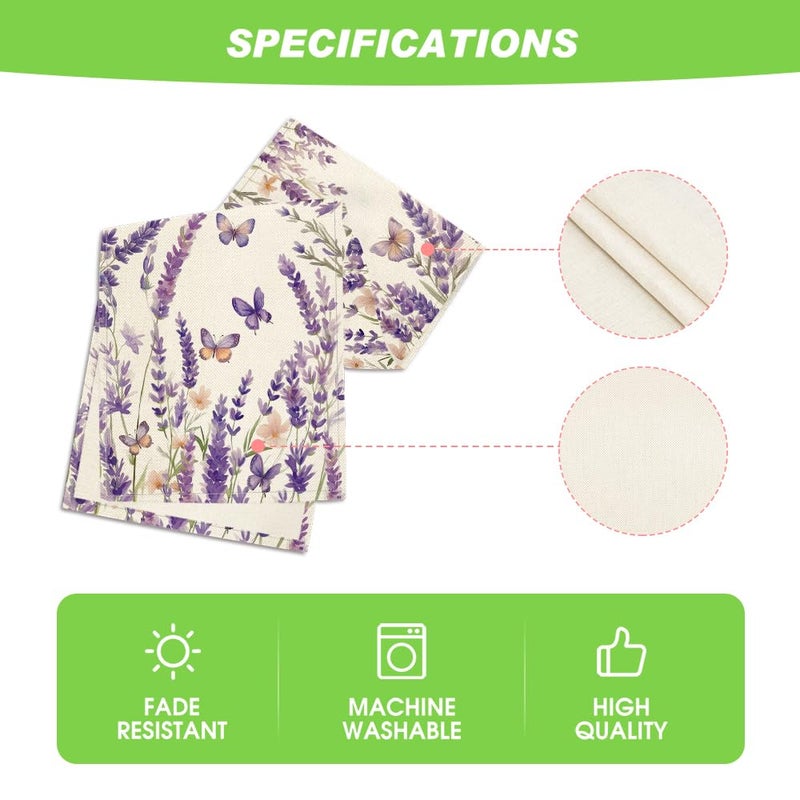 Artoid Mode Purple Lavender Floral Butterflies Spring Table Runner, Seasonal Summer Kitchen Dining Table Decoration for Home Party Decor 13x72 Inch - Image 5