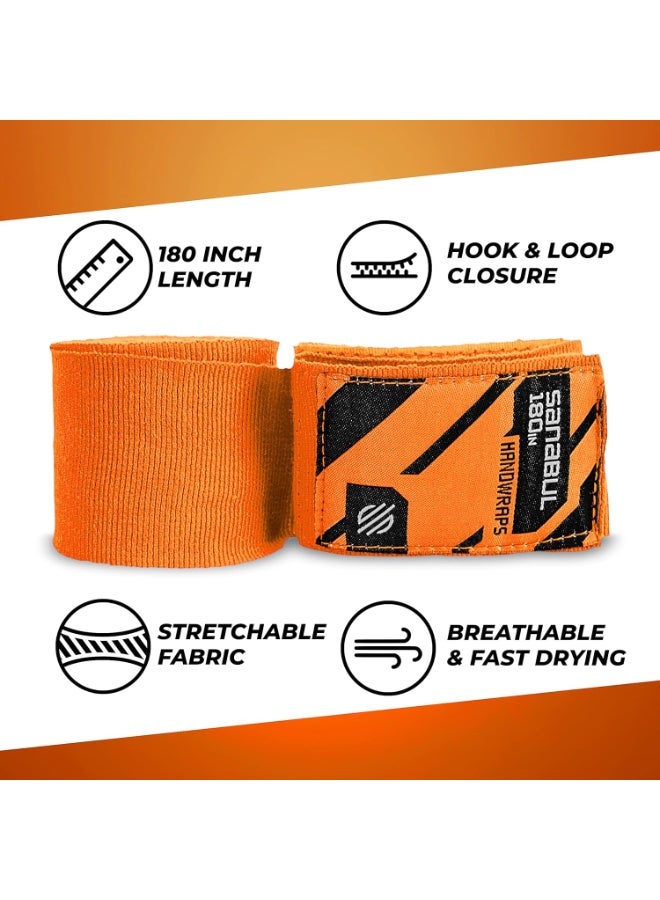 Sanabul  Elastic Professional 180 inch Handwraps for Boxing Kickboxing Muay Thai MMA (Orange, 180 inch) - Image 3