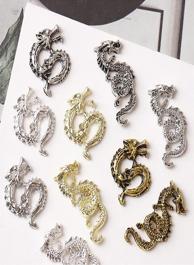 SILPECWEE 50pcs 3D Dragon Nail Charms for Acrylic Nails 3D Nail Art Charms Metal Nail Dragon Studs Alloy Nail Jewels Decorations for Nails Salon Accessories Craft Making - Image 3
