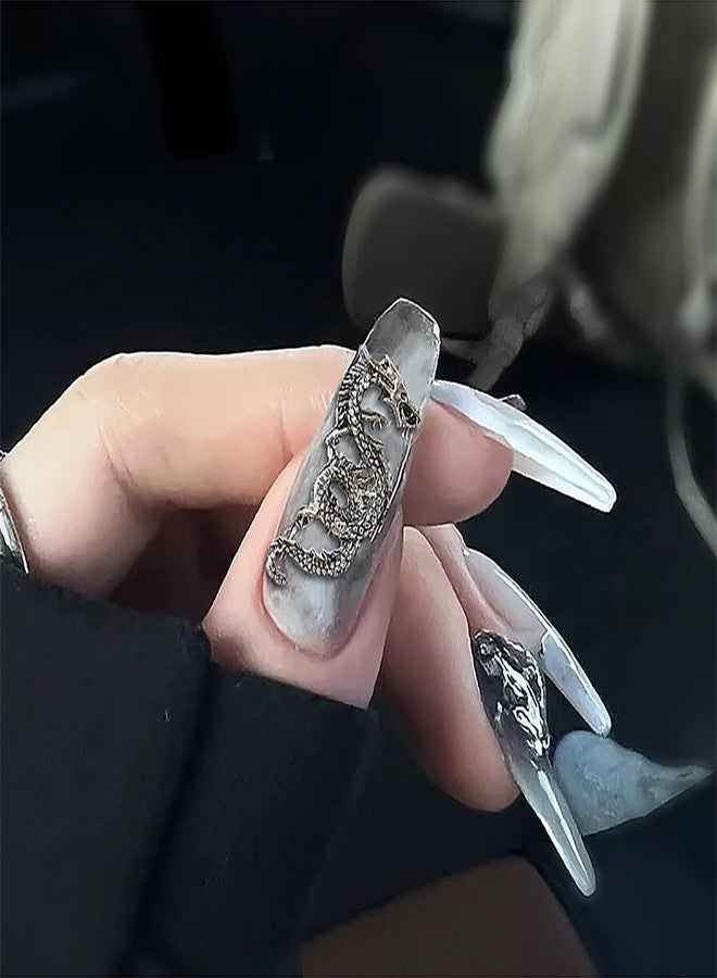 SILPECWEE 50pcs 3D Dragon Nail Charms for Acrylic Nails 3D Nail Art Charms Metal Nail Dragon Studs Alloy Nail Jewels Decorations for Nails Salon Accessories Craft Making - Image 4