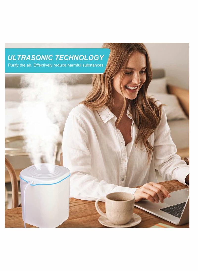 Excefore Humidifiers for Bedroom, 2L Cool Mist Humidifier for bedroom, USB Portable Desk Humidifier, Quiet Ultrasonic Humidifier with 2 Mist Modes, Auto Shut Off for Travel Home - Image 2
