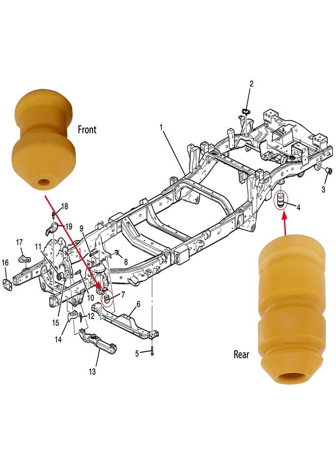 Txouoxt H3 Rear Bump Stop, Axle Jounce Bumper Compatible with Hummer H3 2006-2010, H3T 2009-2010 (Rear) - Image 3