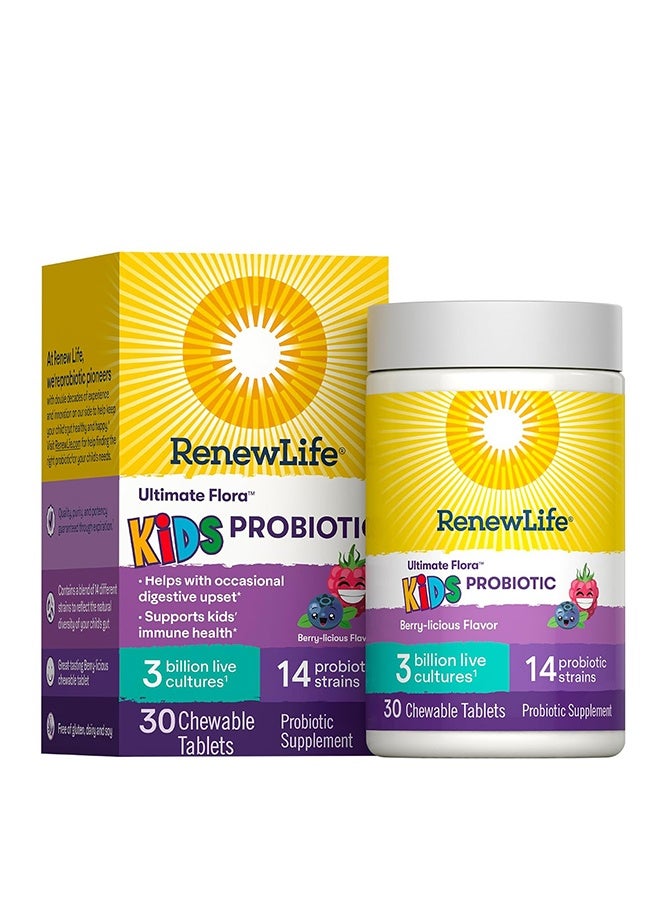 Renew Life RenewLife Ultimate Flora Kids Probiotic Berry-Licious Flavor 30 Chewable Tablets - Image 1