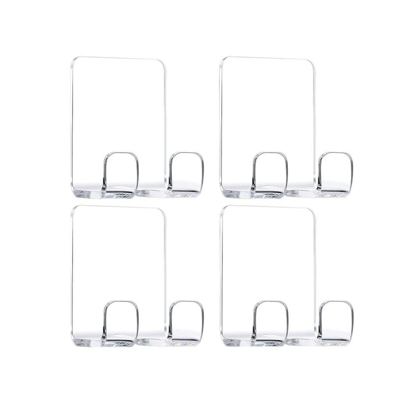 JWCE. Clear Adhesive Hooks for Shower Wall Shower Shaver Holder Razor Holder Storage Holders for Phone  Bathtub Organizers and Storage Shower Hook Kitchen Organizer for Razor Plug Towel (Clear-4pcs) - Image 1