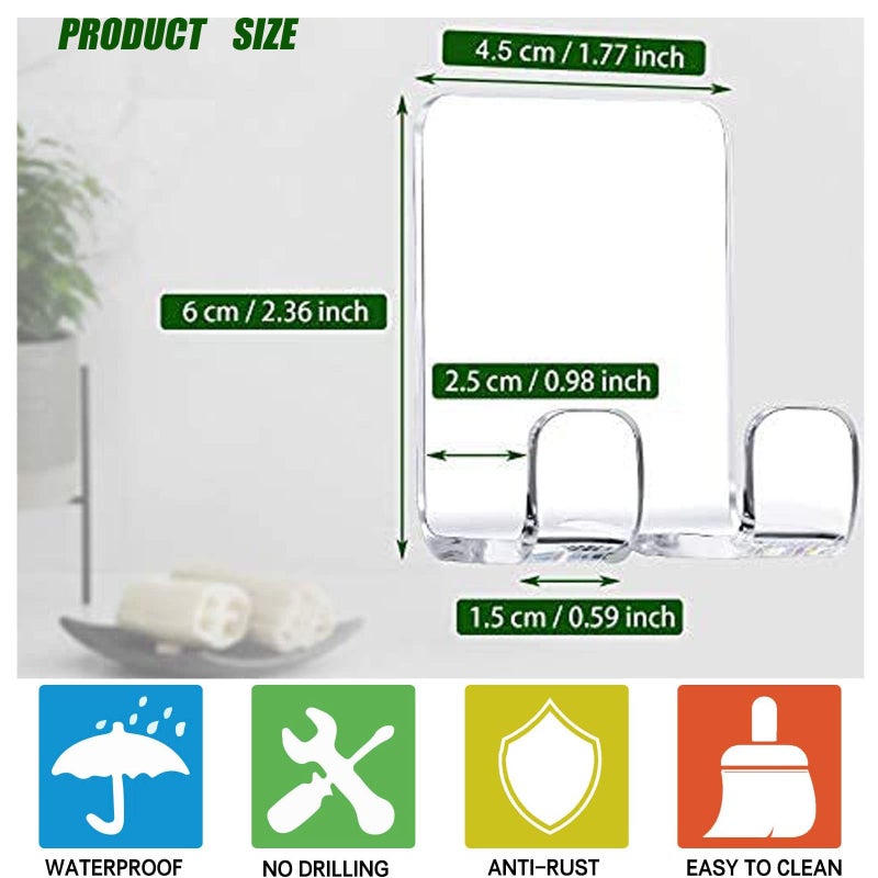 JWCE. Clear Adhesive Hooks for Shower Wall Shower Shaver Holder Razor Holder Storage Holders for Phone  Bathtub Organizers and Storage Shower Hook Kitchen Organizer for Razor Plug Towel (Clear-4pcs) - Image 4