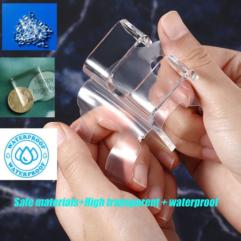 JWCE. Clear Adhesive Hooks for Shower Wall Shower Shaver Holder Razor Holder Storage Holders for Phone  Bathtub Organizers and Storage Shower Hook Kitchen Organizer for Razor Plug Towel (Clear-4pcs) - Image 3
