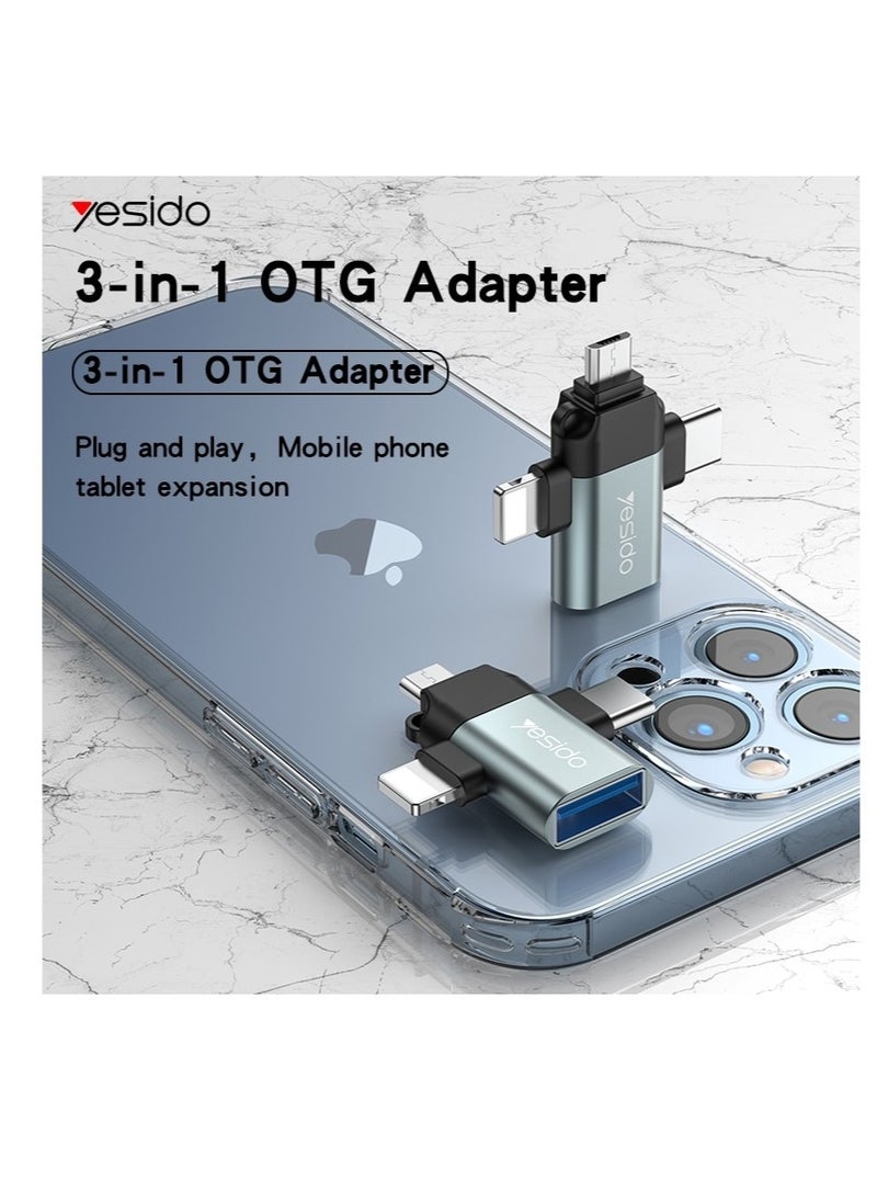 Yesido Yesido GS15 3 in 1 USB To Micro + Lightning + Type-C OTG Converter  - Image 5