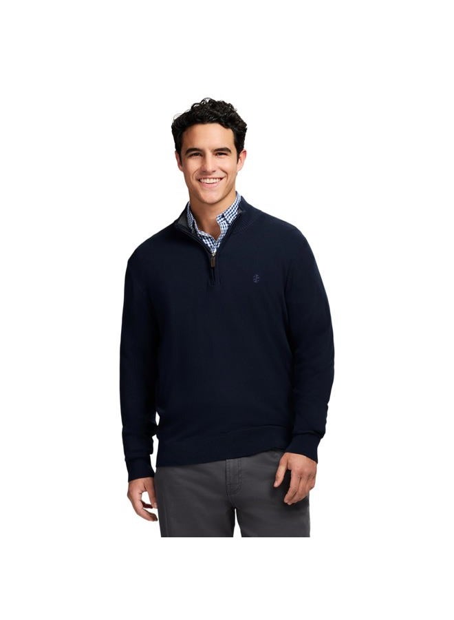 IZOD Men's Premium Essentials Quarter Zip Sweater, Navy Blazer, M - Image 1