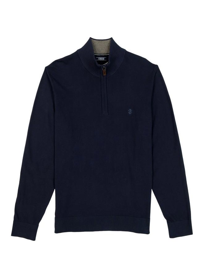 IZOD Men's Premium Essentials Quarter Zip Sweater, Navy Blazer, M - Image 4