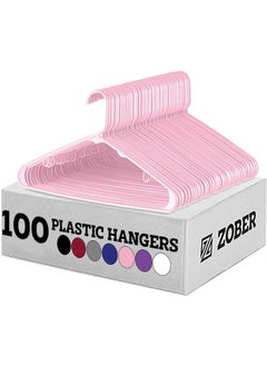 ZOBER Zober Plastic Hangers 100 Pack - Blush pink Plastic Hangers - Space Saving Clothes Hangers for Shirts, Pants & for Everyday Use - Clothing Hangers with Hooks  - Image 1