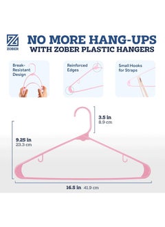 ZOBER Zober Plastic Hangers 100 Pack - Blush pink Plastic Hangers - Space Saving Clothes Hangers for Shirts, Pants & for Everyday Use - Clothing Hangers with Hooks  - Image 4