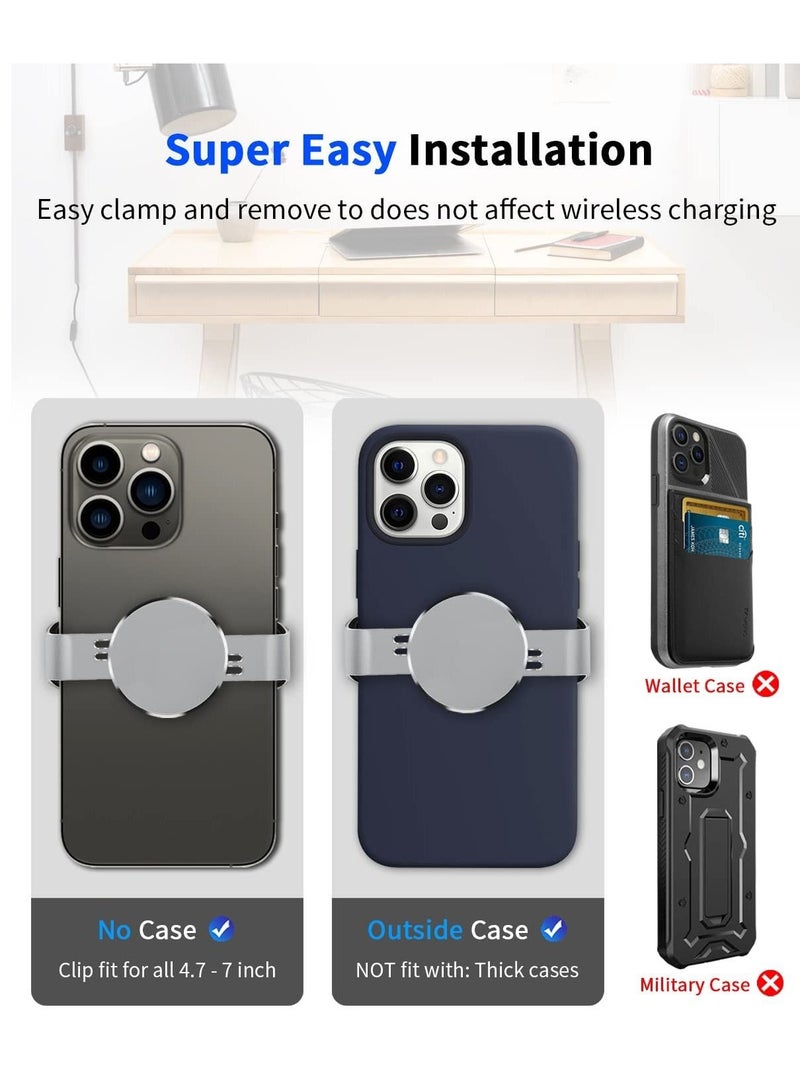 Y&D Metal Phone Clamp for Magnetic Car Mount, Durable Clip All Magnet Holder Stand Compatible with Samsung iPhone 12 13 14 Pro Max and More (Sliver)  - Image 5