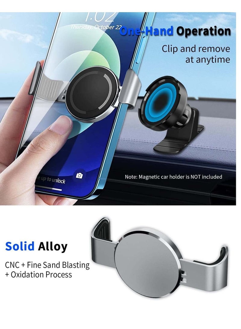 Y&D Metal Phone Clamp for Magnetic Car Mount, Durable Clip All Magnet Holder Stand Compatible with Samsung iPhone 12 13 14 Pro Max and More (Sliver)  - Image 4