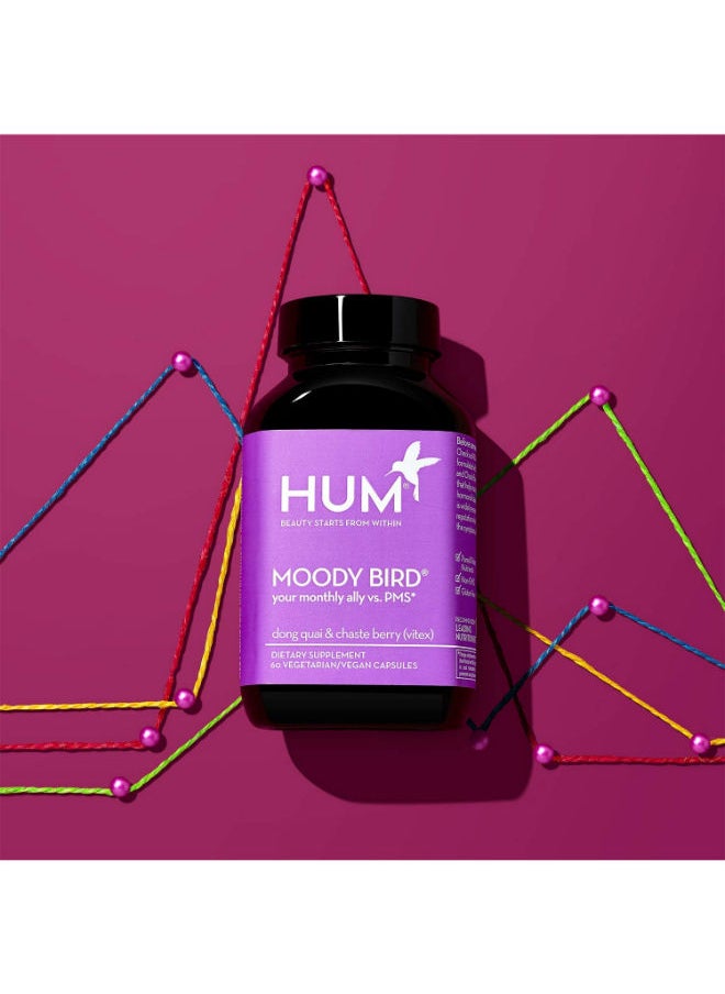 HUM - Moody Bird Dong Quai And Chaste Berry, vitex - 60 Vegan Capsules Dietary Supplements - Image 1