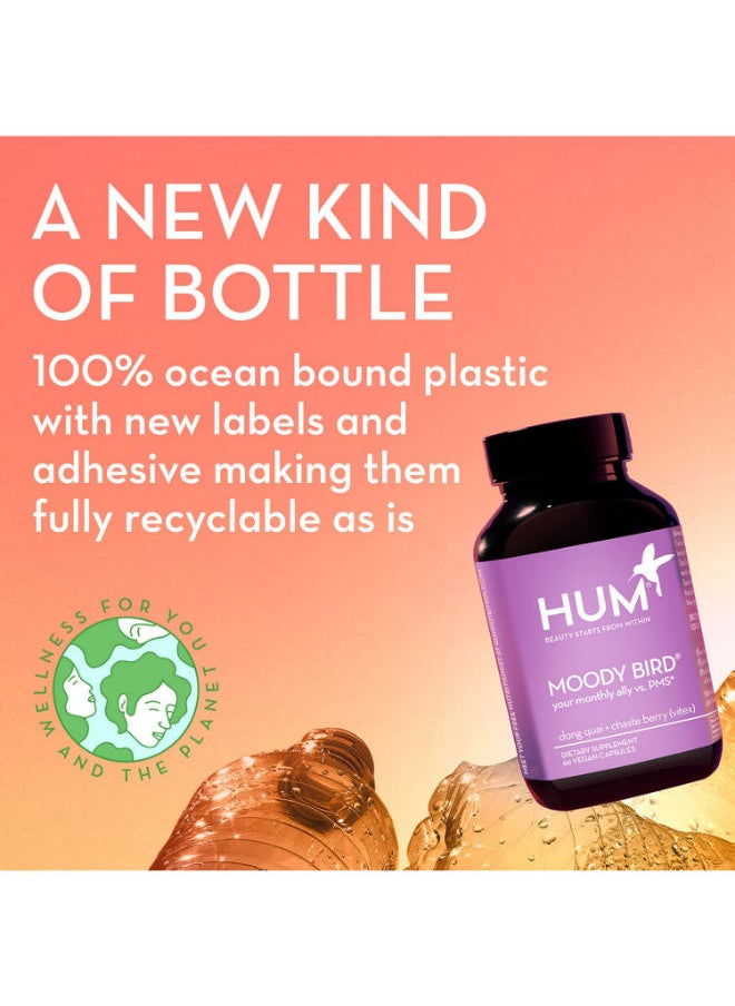 HUM - Moody Bird Dong Quai And Chaste Berry, vitex - 60 Vegan Capsules Dietary Supplements - Image 1