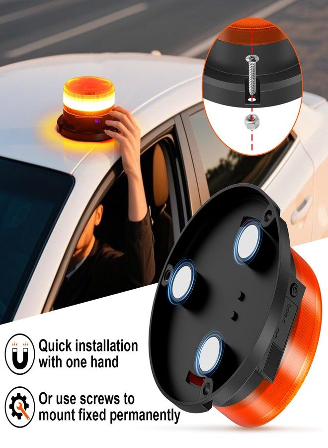 AnTom Magnetic Wireless Strobe Light Amber, USB-C Rechargeable Safety Warning Flashing Light 24 LED with 9 Modes, Waterproof Emergency Beacon for Trucks, Vehicles - Image 5