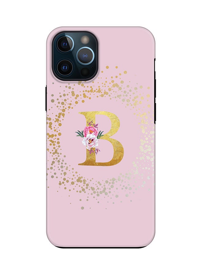 Stylizedd Monogram Tough Series for Apple iPhone 12 Pro Custom Initials Floral Pattern Tough Pro Dual Layer hybrid PC inner TPU protection Alphabet- B (Pink) - Image 1