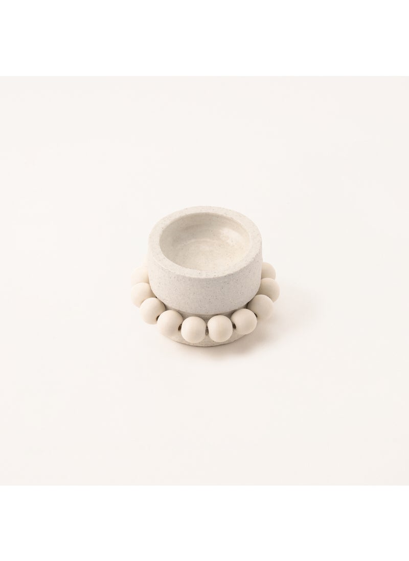 Homez - Selah collection off white ceramic candle holder 8*8*5 cm - Image 1