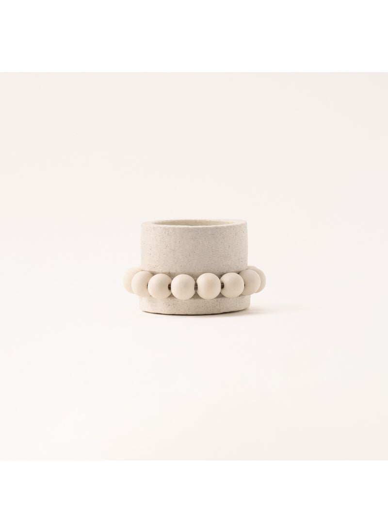 Homez - Selah collection off white ceramic candle holder 8*8*5 cm - Image 1