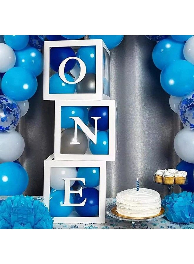 Sooyee زينة عيد الميلاد الأول للبنت أو الولد 3 قطع صناديق بالون واحدة لزينة عيد الميلاد الأول للبنت كتل مكعبات شفافة للحفلات مع حرف واحد لprops تصوير فوتوغرافي خلفية كعكة سموش بيضاء - Image 3