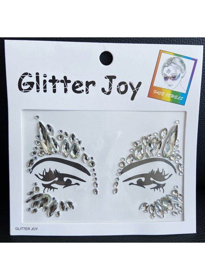 Leoars Festival Face Jewels Tattoo - Face Gems Stickers, Temporary Body Gem Sticker Tattoos for Festival, 6-Pack, Clear - Image 3