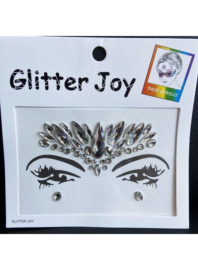 Leoars Festival Face Jewels Tattoo - Face Gems Stickers, Temporary Body Gem Sticker Tattoos for Festival, 6-Pack, Clear - Image 2