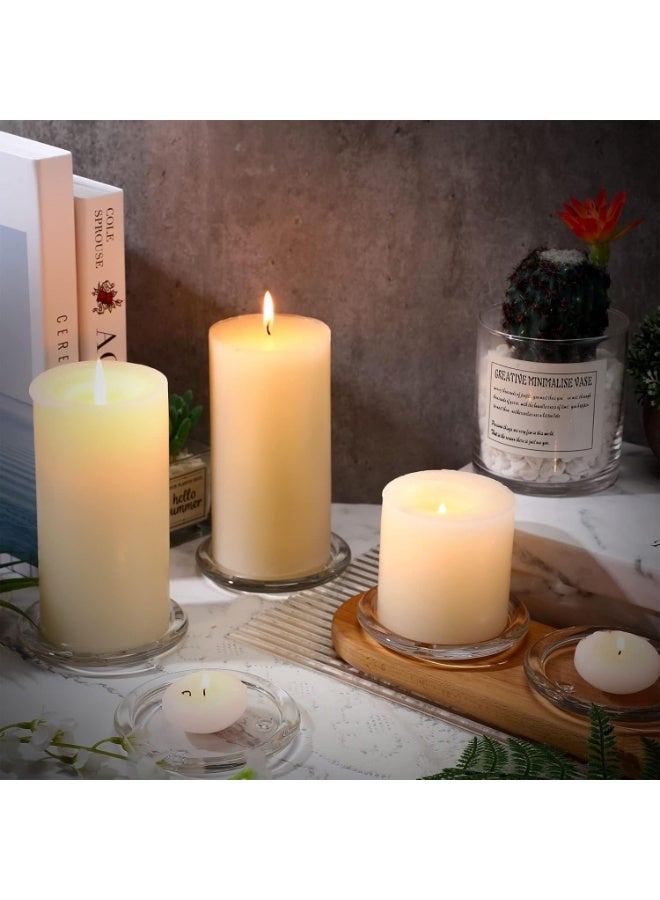 موثوقية التنبؤ 12 قطعة من أطباق الشموع الزجاجية الشفافة، صواني حاملات الشموع الدائرية مقاس 10 سم، أطباق شمعدانات صغيرة مسطحة لتزيين وسط طاولة الطعام، حفلات الزفاف، المنتجعات الصحية، تزيين الحفلات المنزلية - Image 4