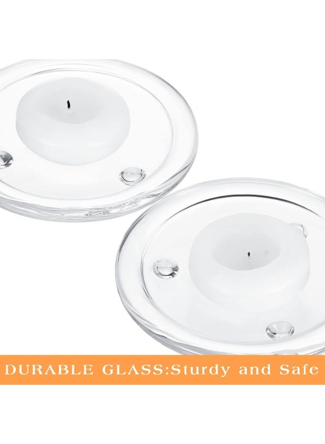موثوقية التنبؤ 12 قطعة من أطباق الشموع الزجاجية الشفافة، صواني حاملات الشموع الدائرية مقاس 10 سم، أطباق شمعدانات صغيرة مسطحة لتزيين وسط طاولة الطعام، حفلات الزفاف، المنتجعات الصحية، تزيين الحفلات المنزلية - Image 2