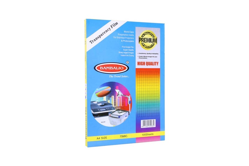 Bambalio OHP-75 Transparency Films A4 Size - 75 Microns -100 Sheets. - Image 1