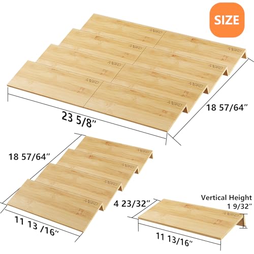 AMBIRD Bamboo Spice Drawer Organizer with Non-slip Mat,4 Tier - 2 Set Jar Spice Rack Tray From 12''to 24'',Hold up 48 Jars Seasoning Organizer for Kitchen,Cabinet,Drawers,Countertop - Image 2