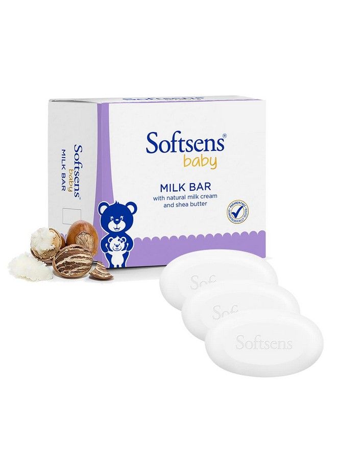 Softsens Baby Moisturizing Milk Soap Bar Enriched With Natural Milk Cream & Shea Butter I Dermatologically Tested & Paraben Free For Baby Skin Pack Of 1 (100 Gms X 3) - Image 1