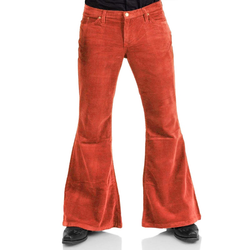 EVEDESIGN Men's Corduroy Vintage Bell Bottom Pants 70s,Disco Stretchy Flared Pants Classic Comfort 60s 70s Outfits for Men - Image 1