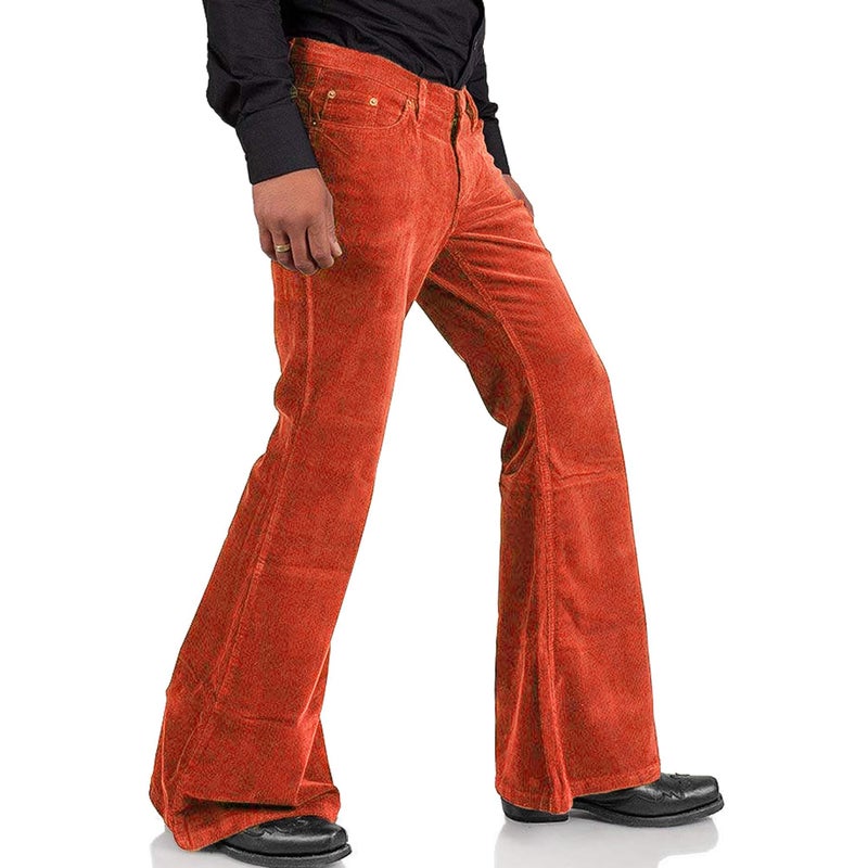 EVEDESIGN Men's Corduroy Vintage Bell Bottom Pants 70s,Disco Stretchy Flared Pants Classic Comfort 60s 70s Outfits for Men - Image 2