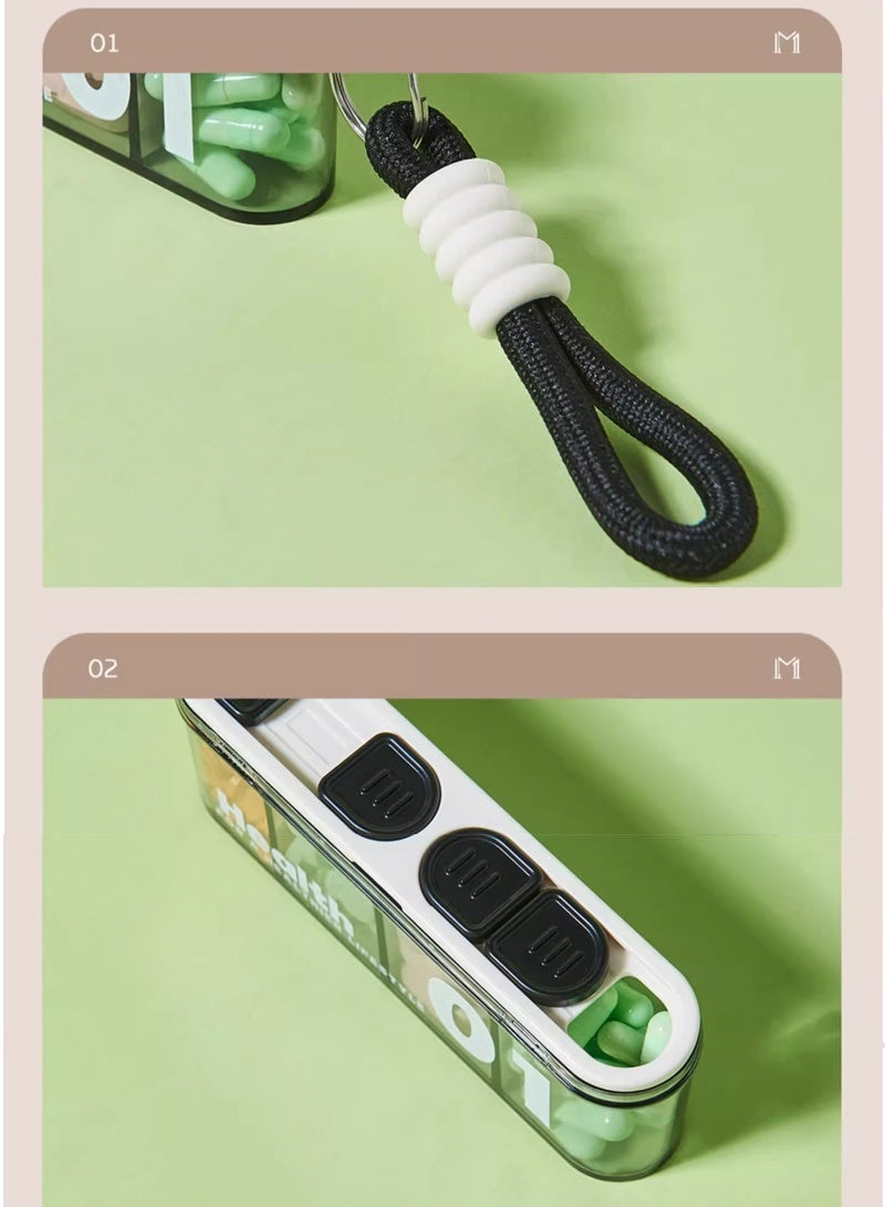 lebonaer Portable Pill Dispenser Bottle, Vitamin Organizer with 7 Compartments, Holds Plenty of Supplements with Anti-Mixing & Wide Openings Design, Easy to Retrieve Meds, Green - Image 2