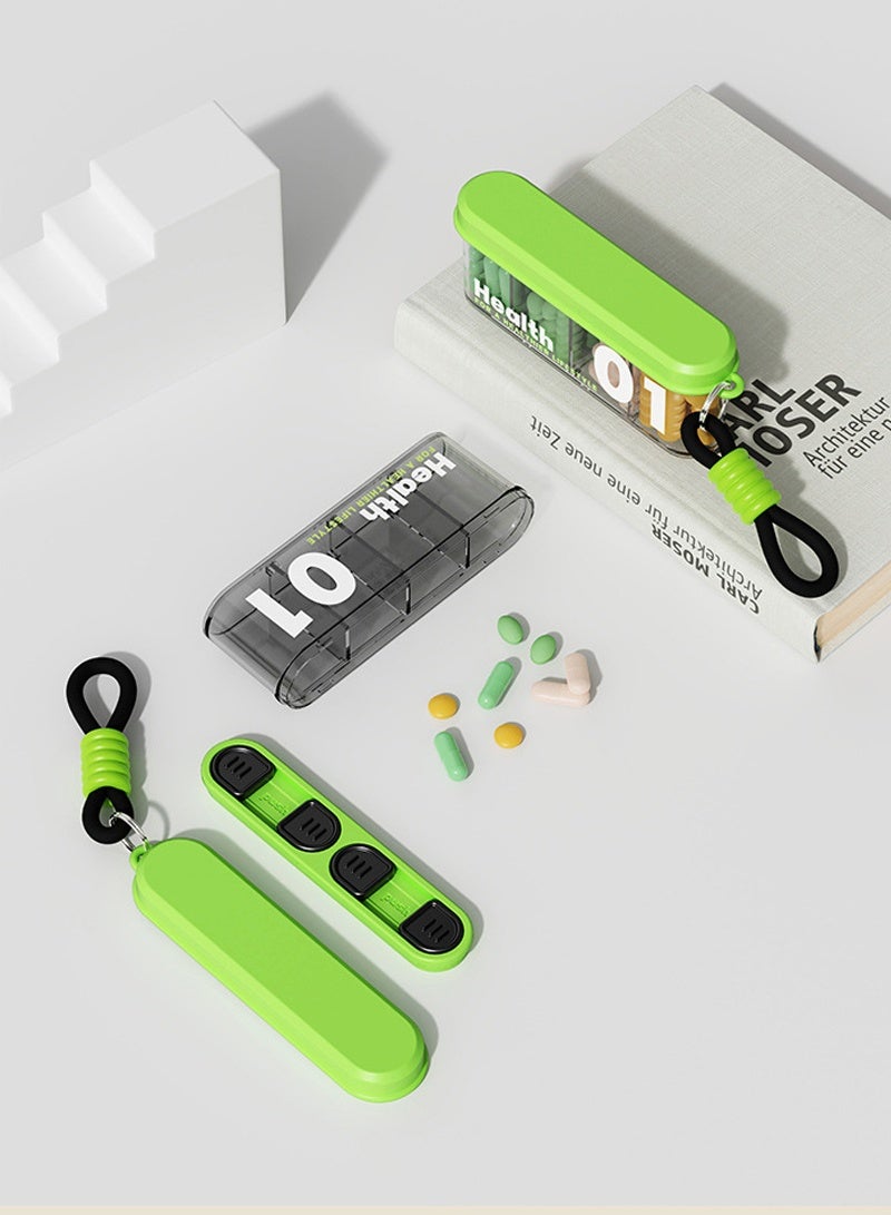 lebonaer Portable Pill Dispenser Bottle, Vitamin Organizer with 7 Compartments, Holds Plenty of Supplements with Anti-Mixing & Wide Openings Design, Easy to Retrieve Meds, Green - Image 4