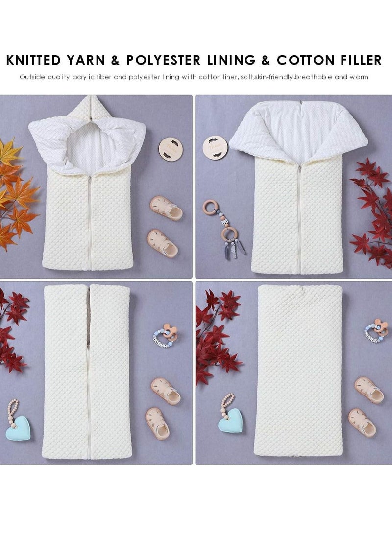 Gerenic Baby Sleeping Bag Sack, Knitted Infant Stroller Wrap Soft Warm Zipper Newborn Swaddle Blanket for 0-12 Months Babies - Image 3