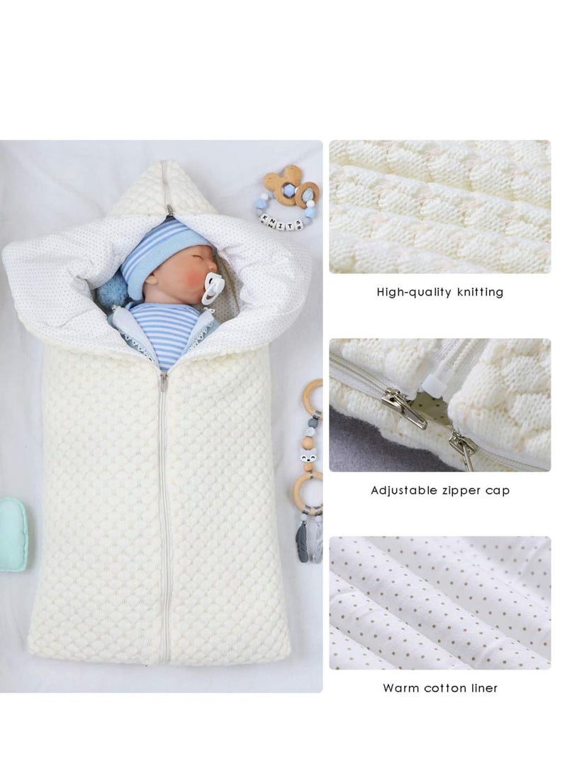 Gerenic Baby Sleeping Bag Sack, Knitted Infant Stroller Wrap Soft Warm Zipper Newborn Swaddle Blanket for 0-12 Months Babies - Image 2