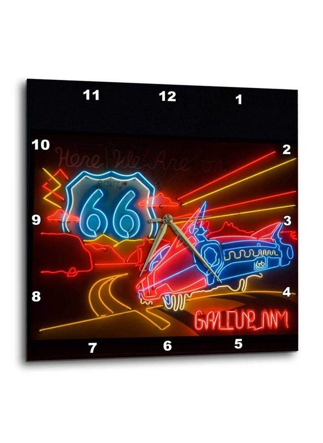 3DROSE - Route 66 Neon Sign Gallup Chamber Of Commerce Us32 Tdr0060 Trish Drury Wall Clock 10 By 10" - Image 1