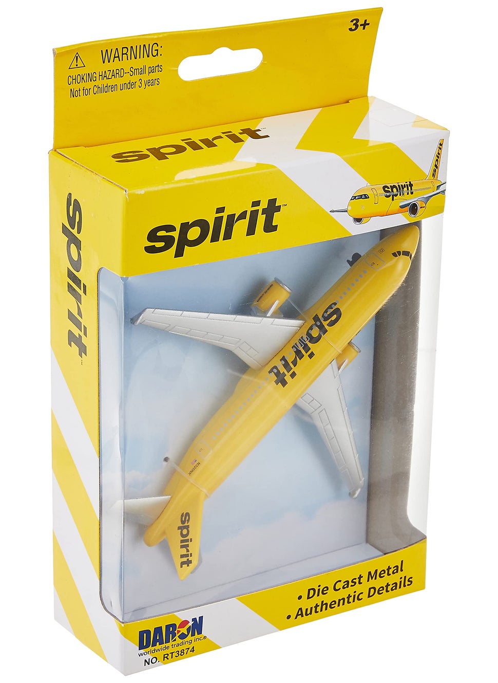 Daron Daron Toy Airplane – Spirit Airlines – Die-Cast Metal Model Airplane Toy with Plastic Parts for Kids Ages 3+  - Image 4