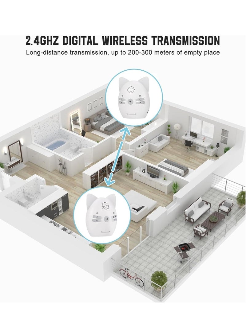 Wireless Audio Baby Monitor, Baby Desk Lamp Caretaker with 2 Way Talk, VOX Mode, Long Range up to 300m, Crystal-Clear Sound, Lullabies, Night Light, Music Play, Plug & Play - Image 4