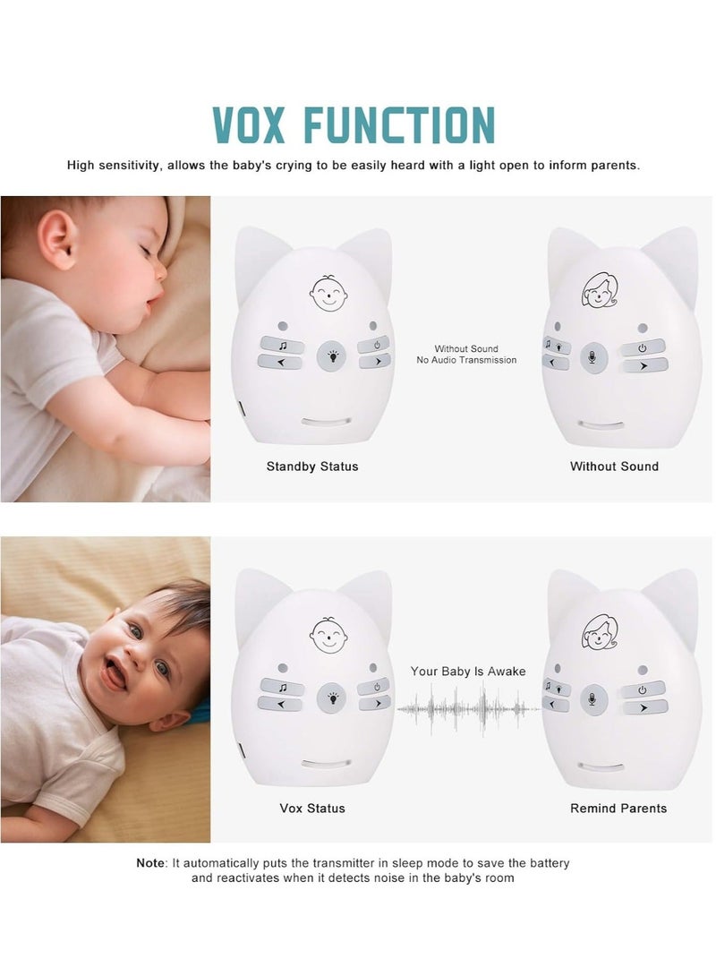 Wireless Audio Baby Monitor, Baby Desk Lamp Caretaker with 2 Way Talk, VOX Mode, Long Range up to 300m, Crystal-Clear Sound, Lullabies, Night Light, Music Play, Plug & Play - Image 2