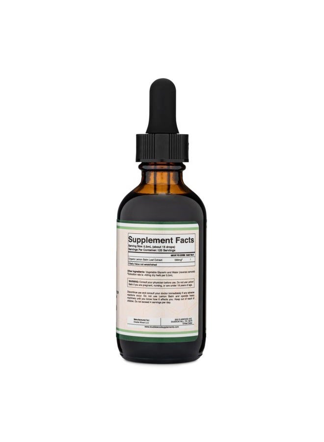 Double Wood Supplements صبغة بلسم الليمون - قطرات بلسم الليمون العضوي للاسترخاء 590 ملغ - 2 أونصة سائلة، 120 حصة (أفضل امتصاصًا من الكبسولات، إضافة رائعة لشاي بلسم الليمون) للاسترخاء - Image 2