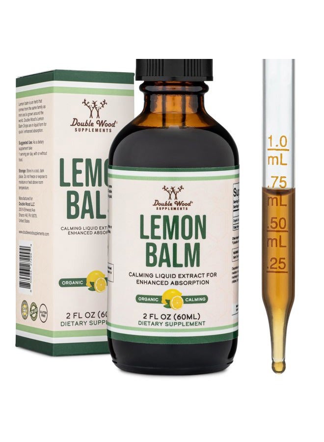 Double Wood Supplements صبغة بلسم الليمون - قطرات بلسم الليمون العضوي للاسترخاء 590 ملغ - 2 أونصة سائلة، 120 حصة (أفضل امتصاصًا من الكبسولات، إضافة رائعة لشاي بلسم الليمون) للاسترخاء - Image 1